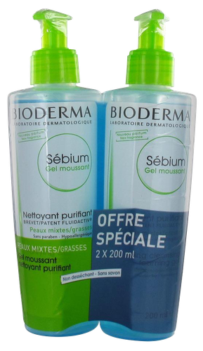 Image Bioderma SÉBIUM Gel moussant, lot de 2 nettoyants visage pour peaux mixtes à grasses